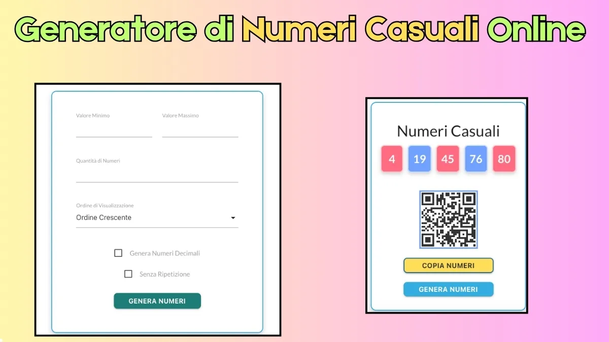 Generatore di Numeri Casuali Online - Estrazione Senza Ripetizione