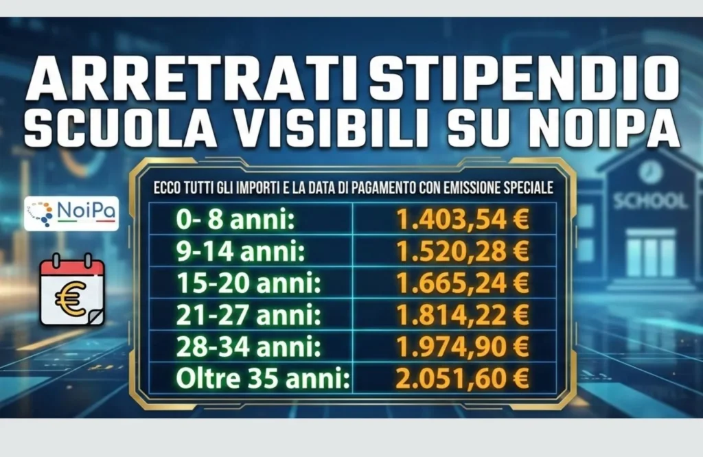 Arretrati stipendio scuola visibili su NoiPa 2026