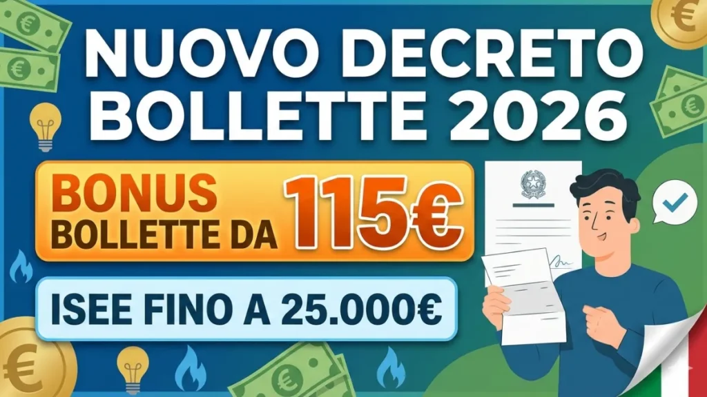 Nuovo decreto bollette 2026: Bonus bollette da 115 euro